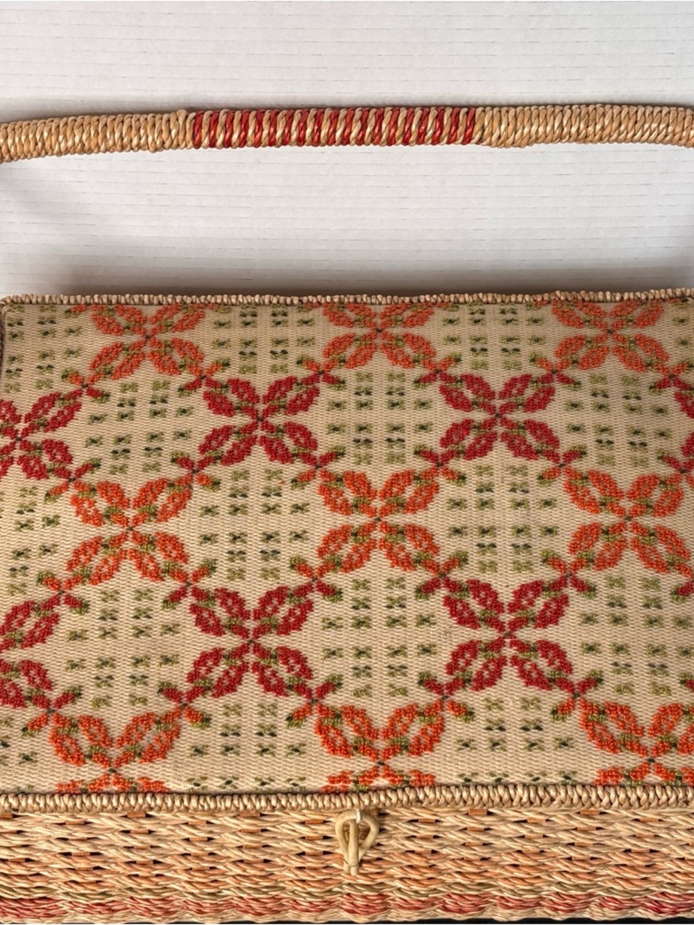 Vtg 1960’s JCPenney Wicker Woven Needlepoint Sewing Basket Box Japan w/Extra’s - Picture 2 of 15